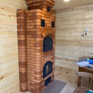 Печь в деревянном доме из кирпича (150 фото)